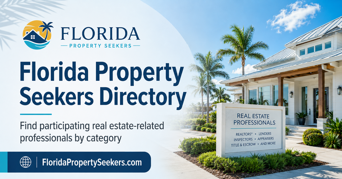Florida Property Seekers directory of participating real estate professionals