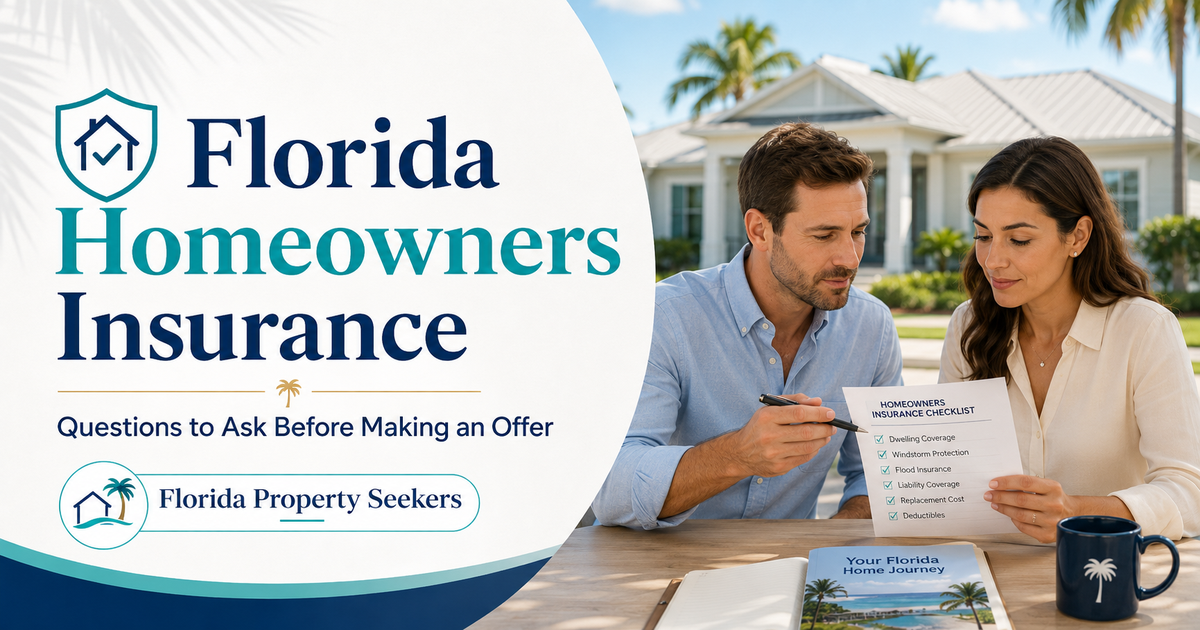 Florida homeowners insurance questions before making an offer by Florida Property Seekers